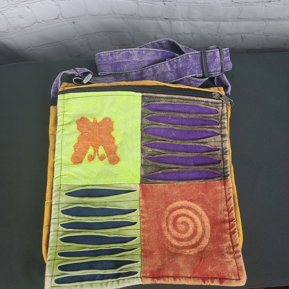 Ancestor Blue. Cotton Adjustable Crossbody.